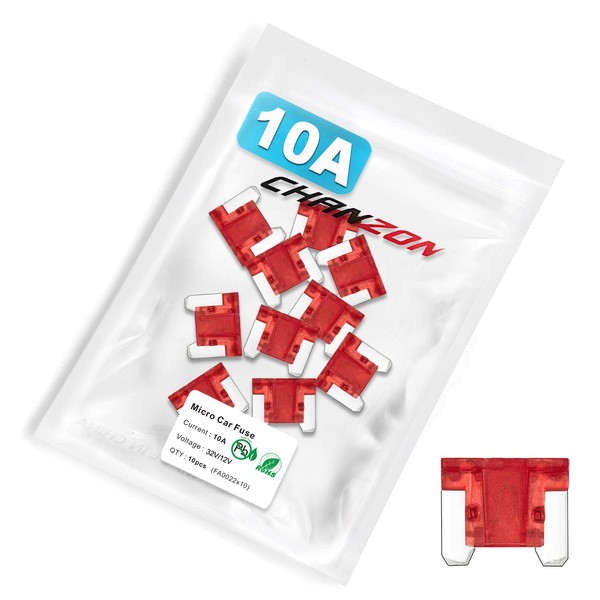 Chanzon 10Pcs 10A Low Profile Mini Micro Blade Fuse 10 Amp 32V Fast Blow Fuses for Automotive Car Truck Vehicle SUV