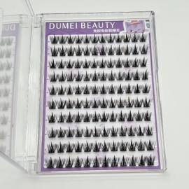 Selbstklebende Wimpern – 10 Reihen Pre Kleber Cluster, 120 Büschel D Curl Volumen Wimpern (12mm) für DIY Wimpernverlängerung, Wiederverwendbare Fake Lashes mit Soft Band