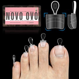 NOVO OVO NOVO OVO Upgraded Flexible Half Cover Soft Gel Fake Toe Nail Tips with Auxiliary Line for Toenail Extension, Sharp Square Medium Wide for Men Women Acrylic pedicure in Salon x 15 Sizes 300 Pcs