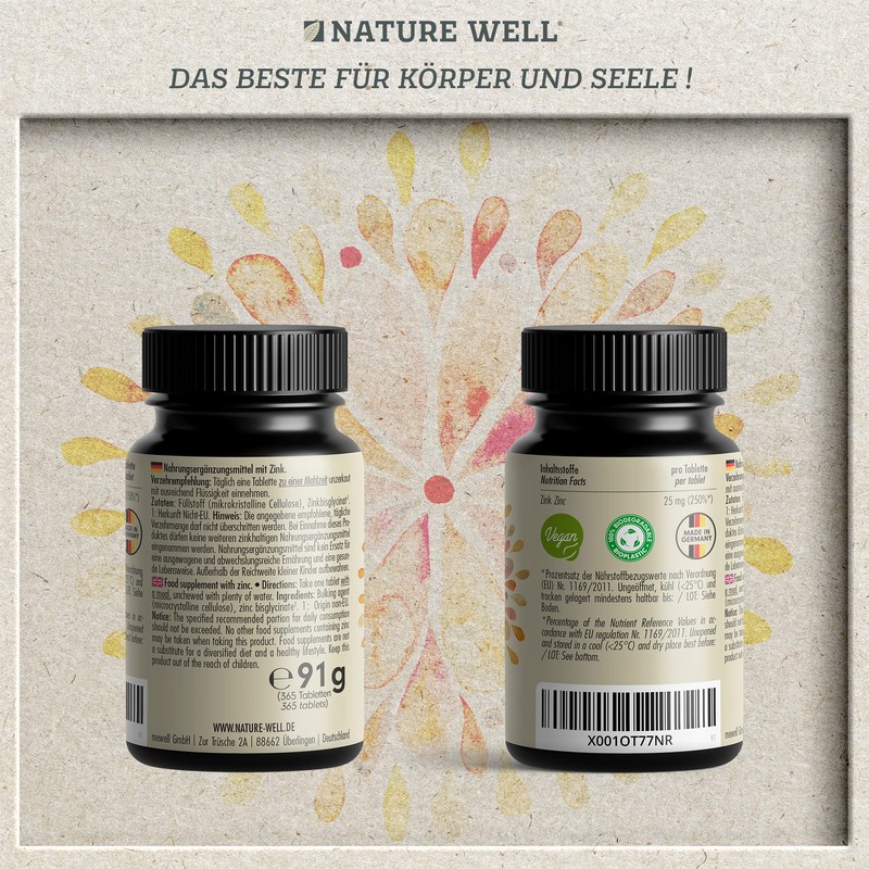 Zinc 25 mg – 2 x 365 Tablets (Vegan) with