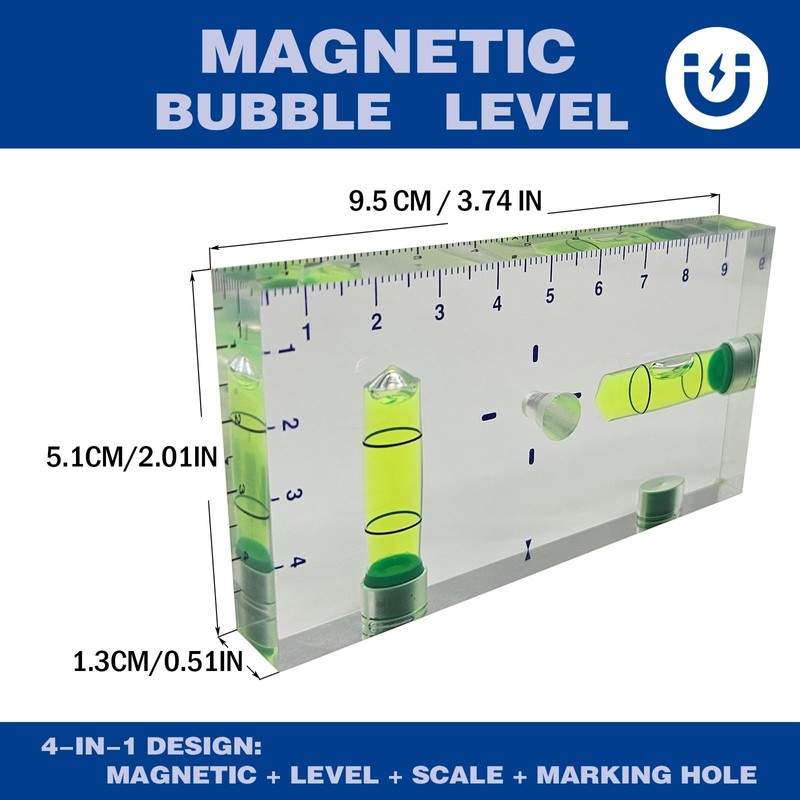 Geonassur Magnetic T type 90°/180° 2 Different Bubbles Shatterproof Cross