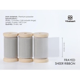 Vitalizart Grey Organza Ribbon Frayed Sheer Organza 1.5" Silk Like Ribbons for Gift Wrapping Craft Flower Bouquet Wedding Invitations Mesh Fabric Light Grey Champagne 15 Yards