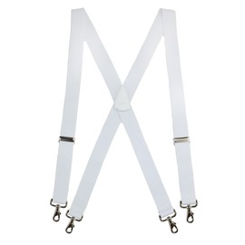 CTM® Men's Big & Tall Elastic Solid Color X-Back Suspender with Swivel Hook Ends, White