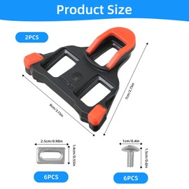 Pedal Cleats for Shimano SPD-SL - 2 PCS Anti-Slip Pedal Cleat, Cycling Shoes Cleat Set with Fixed Iron Sheet & Screws &Hexagonal Wrench, 6° Float Bike Bicycle Cleat Set for Road Bike, Indoor Cycling
