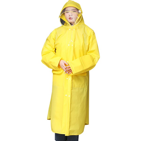 Raincoat, Unisex, Bicycle, Rain Poncho, Waterproof, Fashionable Rain Gear, Backpack, Work or School (Yellow), yellow