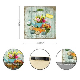 The Olde Pumpkin Patch Wooden Signs Retro Farm Fresh Pumpkin Sunflower Wall Plaque Harvest Thanksgiving Wall Decor Farmhouse Rustic Wooden For Home Office Kitchen Bathroom Bedroom 14x14in
