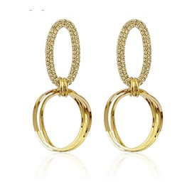 YDSURE Women's French Style Earrings, Simple Design, Dangling Metallic Allergies, Ring Earrings, 18K Gold, Sparkling, 925 Silver, Diamond, Metal Allergy-friendly Pearl