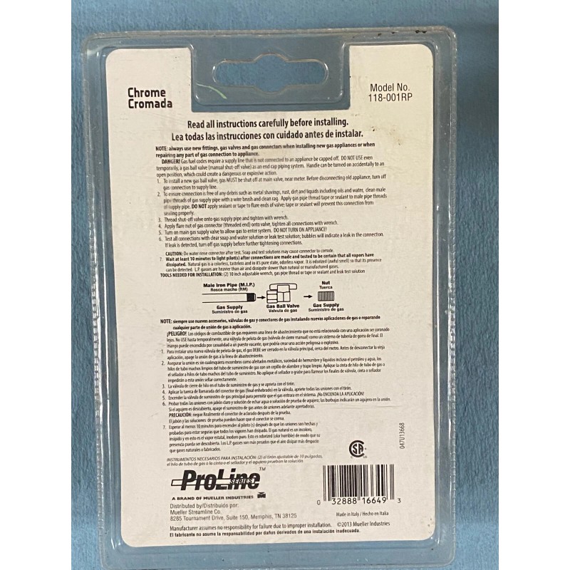 ProLine Log Lighter Gas Valve, 1/2" IPS Fireplace, 1/4 Turn,