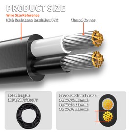 Energeaster 30FT 18 Gauge Wire 2 Conductor Electrical Wire, Flat
