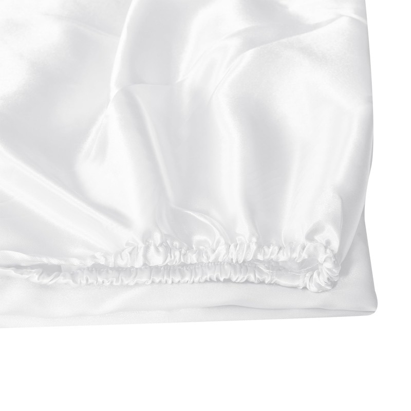 ROOEE Satin Silk Fitted Sheet with Pillowcase Set Breathable Soft