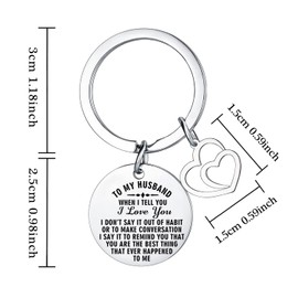 Hgreiwgk Husband Gifts Husband Birthday Gifts from Wife Husband Keyring Valentine's Day Gifts for Him Husband Keyrings I Love You Gifts for Husband Anniversary Keychain for Husband Present
