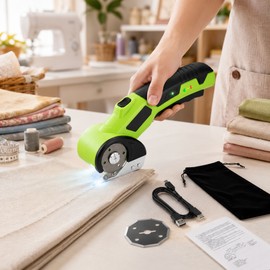 Rechargeable Electric Scissors for DIY Cutting – 2000mAh Cordless Rotary Cutter for Fabric, Leather and Crafts