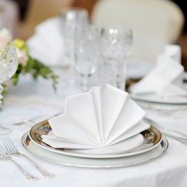 AiQInu Fabric Napkins White Cotton in 40 x 40 cm, Set of 6 with All-Round Edge, Washable Table Napkins for Hotel, Lunch, Restaurant, Weddings, Events and Parties