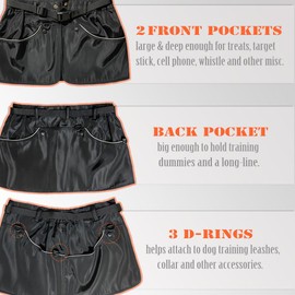 suweisua Dog Trainer Apron for Men Women with Big and Deep Pockets, Pet Handler Treat Waist Pouch for Holding Dog Stug Toy, Training Dummies, Rope (Black-XL)