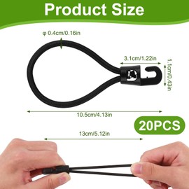 Elastic Straps with Hooks, Pack of 20 Expander 10 cm Multifunctional Tarpaulin Tensioner Rubber Tensioner for Tarpaulin Tent Net Camping