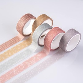 DIVERSEBEE Pastel Washi Tape Set, 5 Rolls Decorative Scrapbook Tape, Cute Craft Tape, Scrapbooking Bullet Journal Supplies, Bible Journaling, Planner Accessories, Gift Wrap Tape (Forest)
