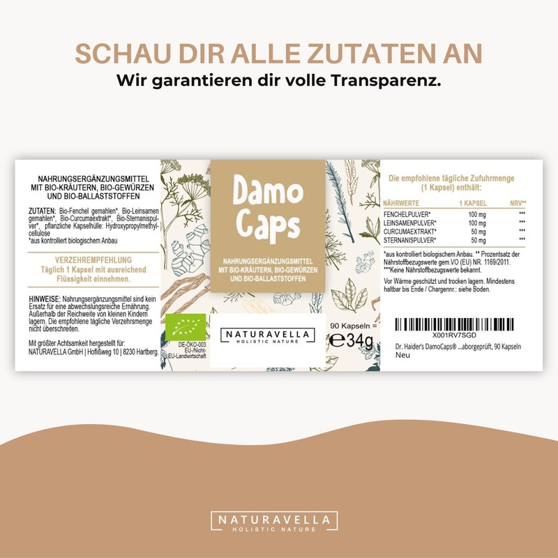 Dr. Elisabeth DamoCaps® | Intestinal Capsules with High-Quality Organic Herbs
