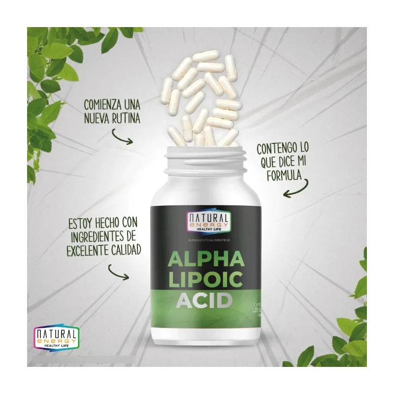 Acido Alfa Lipoico Con 120 Capsulas, Natural Energy Sin Sabor