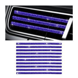 SHMZK Bling Car Vent Outlet Trim, Rhinestone Shiny Auto Air Conditioner Decorative Strip, Waterproof Bendable Diamond Seal Strip Line Car Decor for Straight Air Conditioning Outlet (Dark Blue)