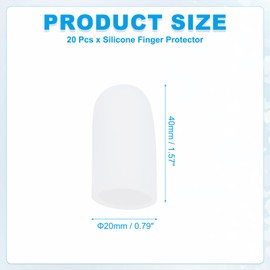PATIKIL Gel Finger Cots 1.6"x0.79", 20 Pcs Silicone Finger Protector Support Finger Sleeve Cushions Thumb Protector Covers Fingertip Caps Gloves for Finger Cracking, White