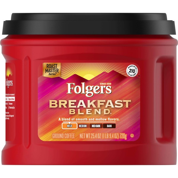 Folgers Breakfast Blend Mild Roast Ground Coffee, 25.4 Ounces