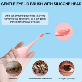 LIZICH Electric Eyelid Brush with Soft Silicone for Sensitive Eyelids,Gently Cleans Eyelid Margins,Removes Dirt,Oil.Blepharitis and Dry Eyes Relief,Lid Scrubbing Device Machine,Eyelid Cleanser (Blue)