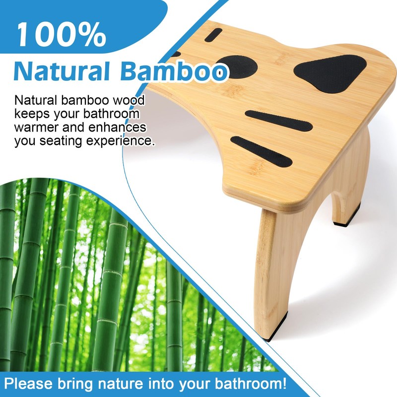 Bamboo Toilet Stool Foldable, 7 in Poop Stool for Bathroom,