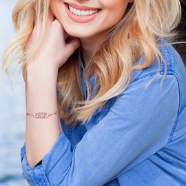 Infinity for Women S925 Sterling Silver Bracelet Summer Beach Bracelet Chains Jewelry Presents for Women Girls (Rose Golden, One Size)