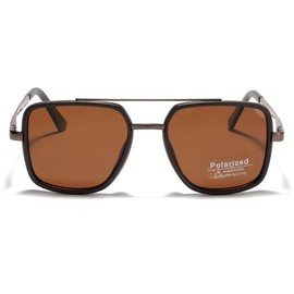 Big Frame Sunglasses Polarized Tr90 Half Metal Unisex Square Sun Glasses Sun Shades Uv400, Brown
