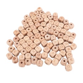 100Pcs Alphabet Wooden Beads,12mm Side Length AZ Square Wooden Letter Beads Multifunctional Large Hole Design for Jewelry Making Xmas Gifts for Various Craft Projects