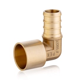 (Pack of 10) EFIELD Pex 1/2" x 1/2" Female Elbow Sweat Copper Adapter (Over Copper Tube) Brass Barb Crimp Fittings, ASTM F1807