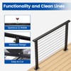 Muzata 4FT Black Cable Railing Handrail Rectangular Stainless Steel Handrail