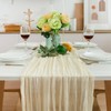 CHUQING Table Runner Beige Boho Gauze Cheesecloth Table Runner for