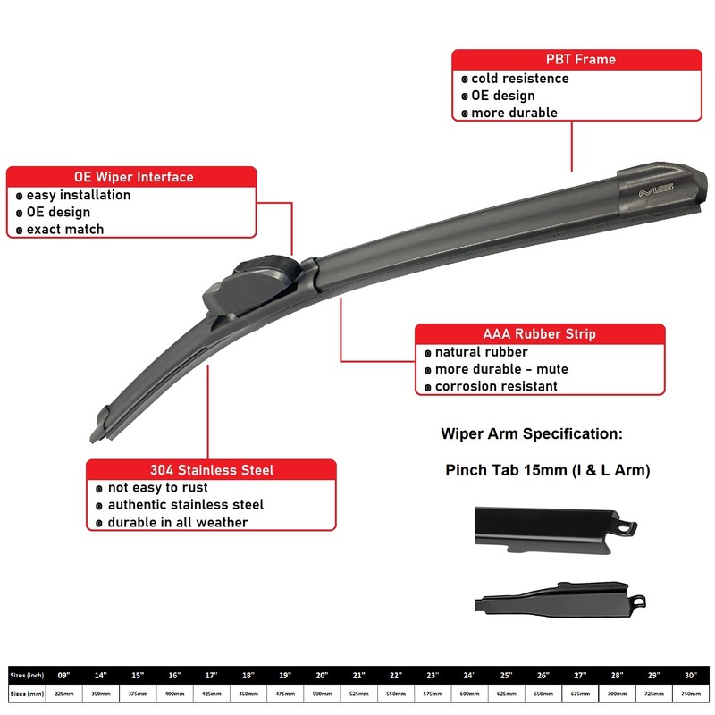 Front Wiper Blades For PONTIAC G8 2008-2009 26" 15" Premium