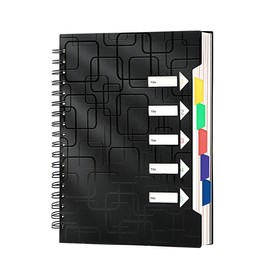 CAGIE Cuaderno de 5 asignaturas para el trabajo, 240 pginas, cuadernos en espiral con rayas universitarias y divisores con pestaas, A5, pequeo...     