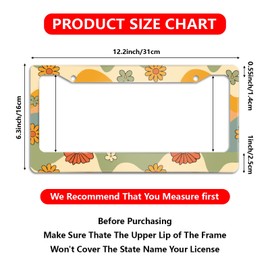 License Plate Frame Hippie Groovy Retro Flower License Plate Frames,Decorative Car Tag Frames Aluminum Metal License Plate Holder for US Canada Standard 12''x6''