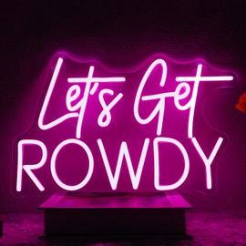 Runalosa Let's Get Rowdy Neon Sign Dimmable Letters Neon Light Sign for Wall Decor Led Signs for Home Bar Pub Bedroom Single Party Man Cave Decor Birthday Gift 15.7" x 10.1"