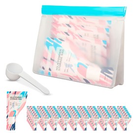 Eunoir Protein Powder Travel Container Set - 60 Pre-Sealed Disposable Bags with Storage Pouch & Scoop | Leakproof Single-Use Design for Gym, Workouts, Travel | Mess-Free Supplement Storage Solution