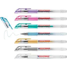 edding 2185 Gel Pens - White, Gold, Silver, Blue, Green, Pink, Purple - Set of 7 - 0.7 mm - Gel Pens for Writing, Painting, Mandala, Bullet Journal - Gel Pens, Gel Pens