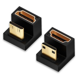 YFFSFDC 180 Degree Angled Mini HDMI Male to HDMI Female Adapter [2-Piece Set] U-Shape Mini HDMI Male to HDMI Female Adapter Upward/Downward Mini HDMI Extension Adapter 8K@60Hz 4K@120Hz TV HDR Full HD