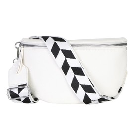 simaranda Women's Bum Bag Stylish Shoulder Bag Waist Bag Body Bag Belt Crossbody Bag Shoulder Bag with Adjustable Strap 25 (White, Small 23 x 14 x 7 cm)