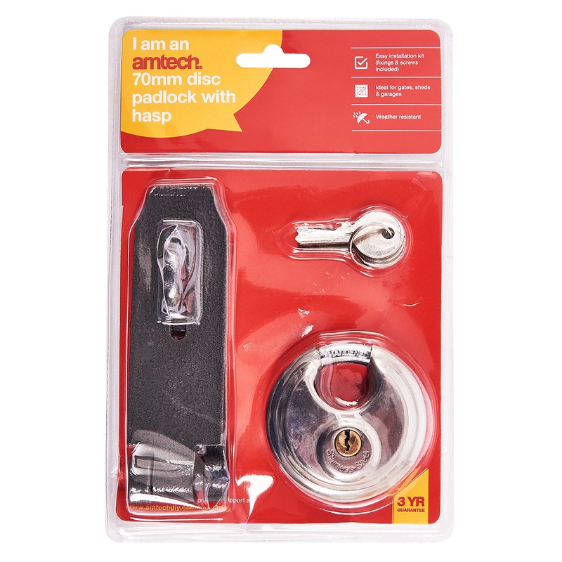 Amtech T2150 70mm Weather Resistant disc Padlock Set