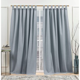Nicole Miller New York Peterson Cotton Blend Tuxedo Tab Top Light Filtering Curtain Panels, 54"x 108", Slate Blue, Set of 2