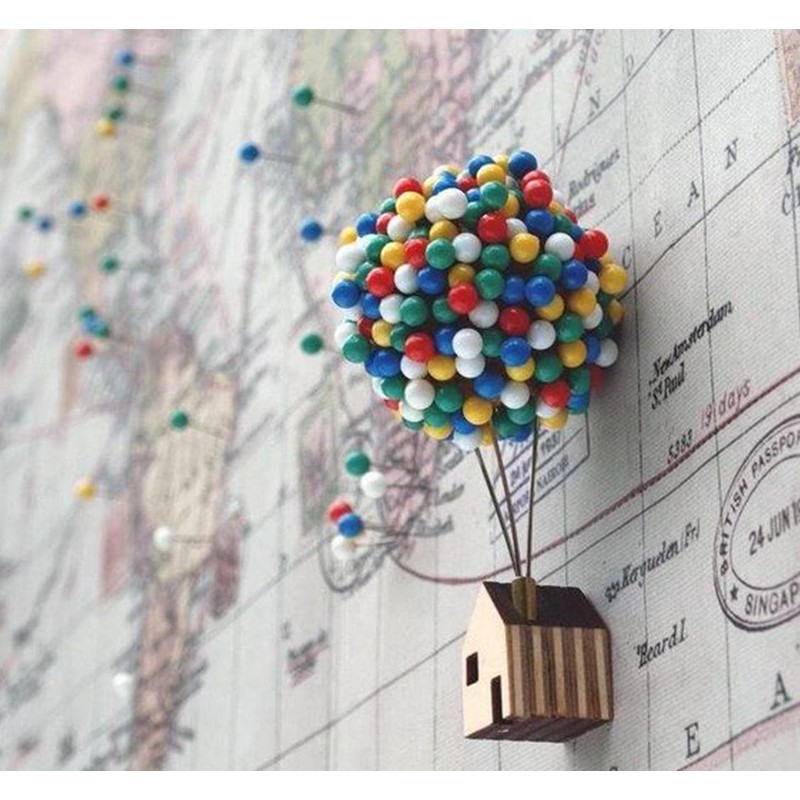 PINEPAN World Map Pin Board Small Red Card 1/8" Thumb