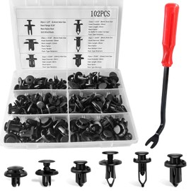 102PCS Retainer Clips Push Type Fasteners 6.3mm 8mm 9mm 10mm - Expansion Screws Replacement Kit with Remover Tool Bumper Push Rivet Clips