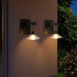 QZJDDZSW 2 Pack Solar Wall Lanterns Outdoor,Outdoor Wall Lights Ip65 Waterproof,Exterior Front Porch Security Lamps Wall Mount Patio Fence Garage Decorative