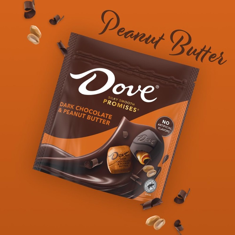 DOVE PROMISES Individually Wrapped Dark Chocolate & Peanut Butter Candy,