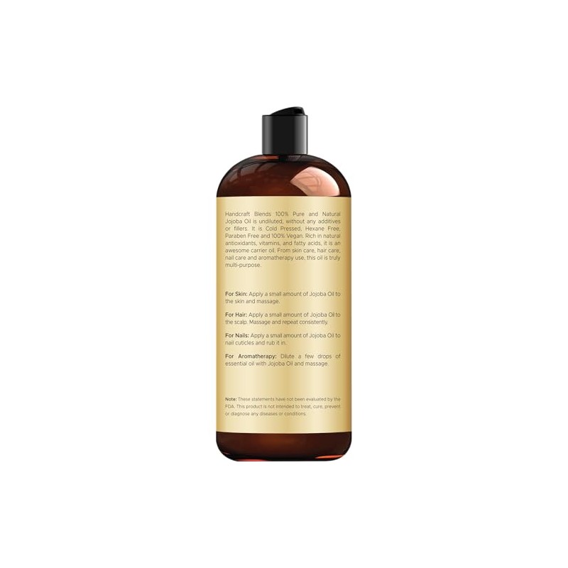 Handcraft Blends Jojoba Oil 473 100 Pure Natural Grade Carrier
