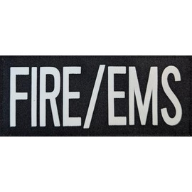 Shellback Tactical 3 x 7 Inch ID Placard with Hook Back (FIRE/EMS - White Text on Black Background)