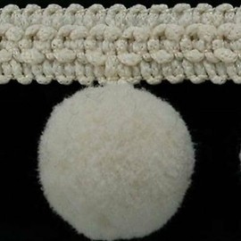 XL 2cm Pom Pom Bobble Trim Fringe Pompom Trimming Cushions Curtains Home Decor Sewing Craft Projects - Sold by The Metre - Ecru
